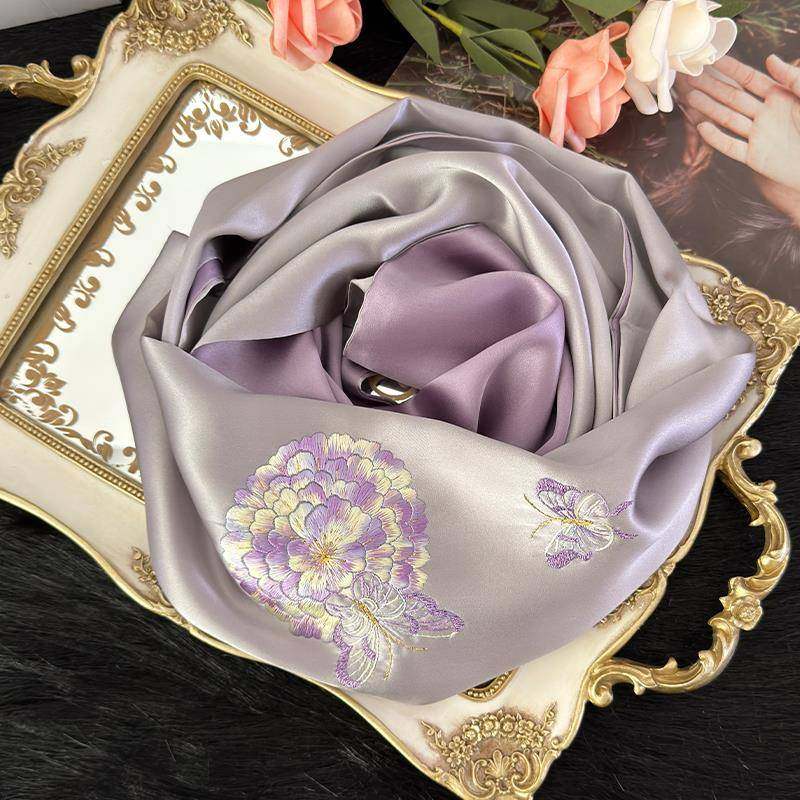 真丝苏绣围巾桑蚕丝披肩礼盒送长辈丝巾送妈妈生日礼物丝绸妈妈款