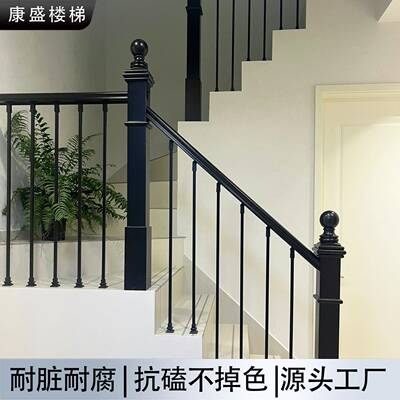 实木楼梯扶手自建房别墅中式楼梯护栏法式复古家用栏杆飘窗围栏