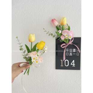 原创设计仿真小花束ins简约清新门牌花墙面装饰民宿软装假花摆设