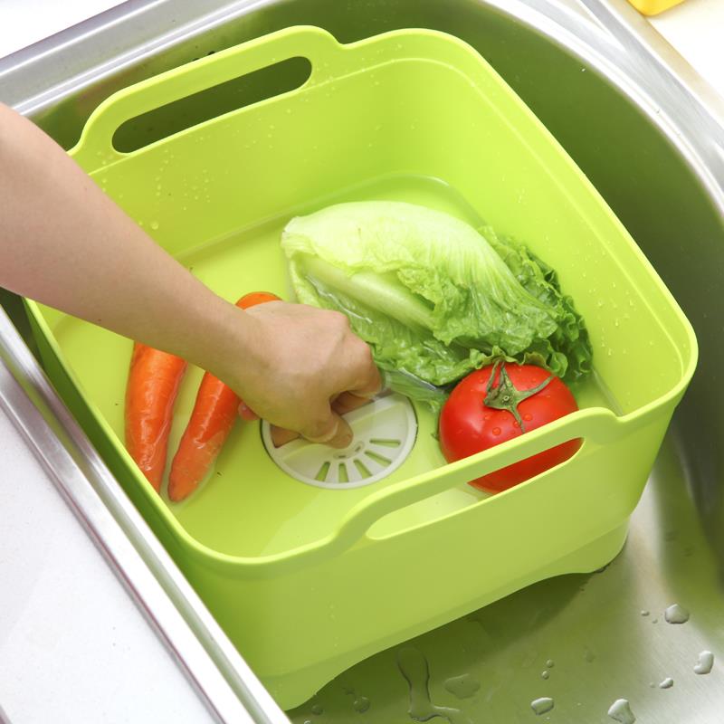 家用洗菜盆塑料沥水篮蔬菜水果盘子厨房可移动水槽洗碗餐具大号盆