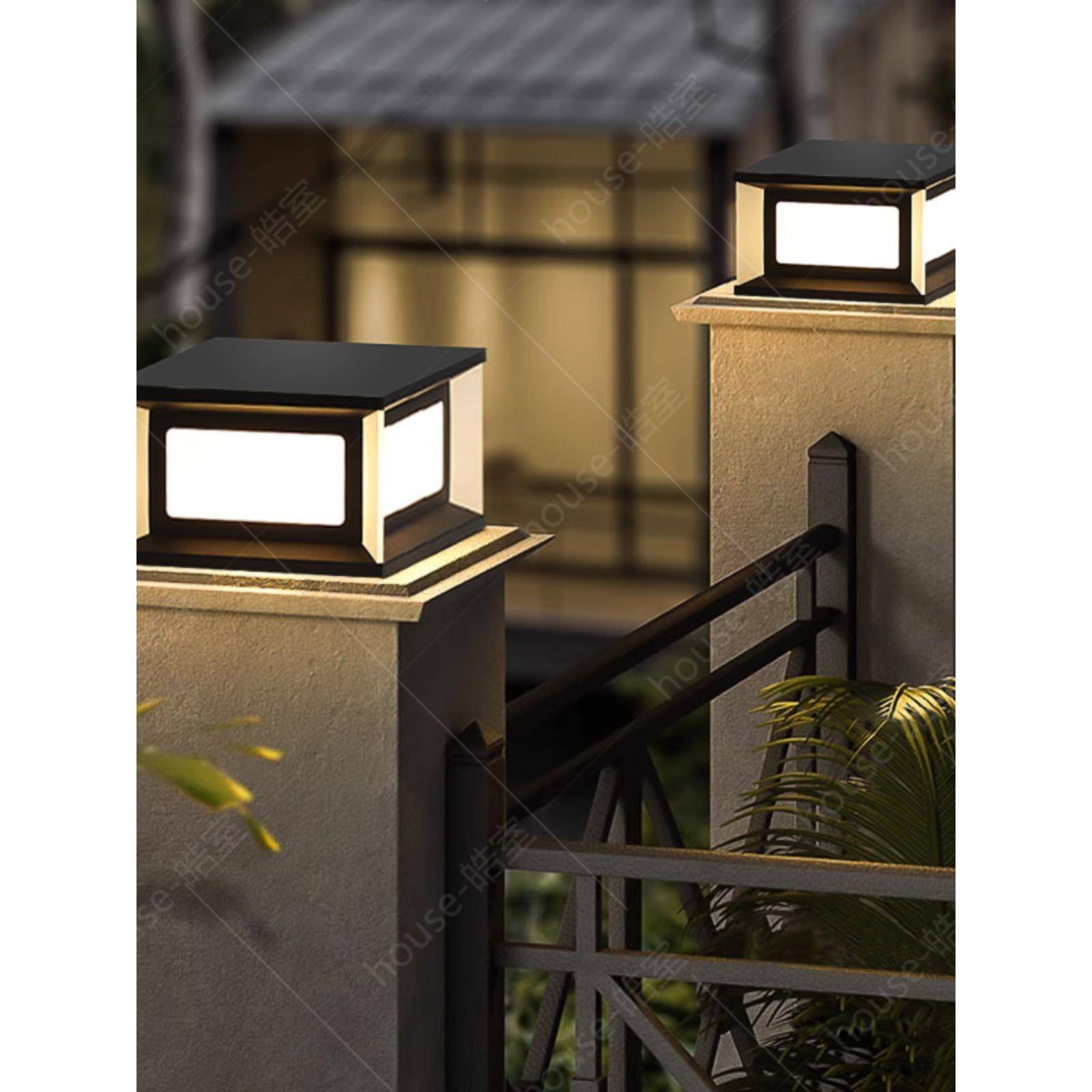 太阳能花园柱头灯防水户外门头灯别墅柱墙头景观灯大门壁灯