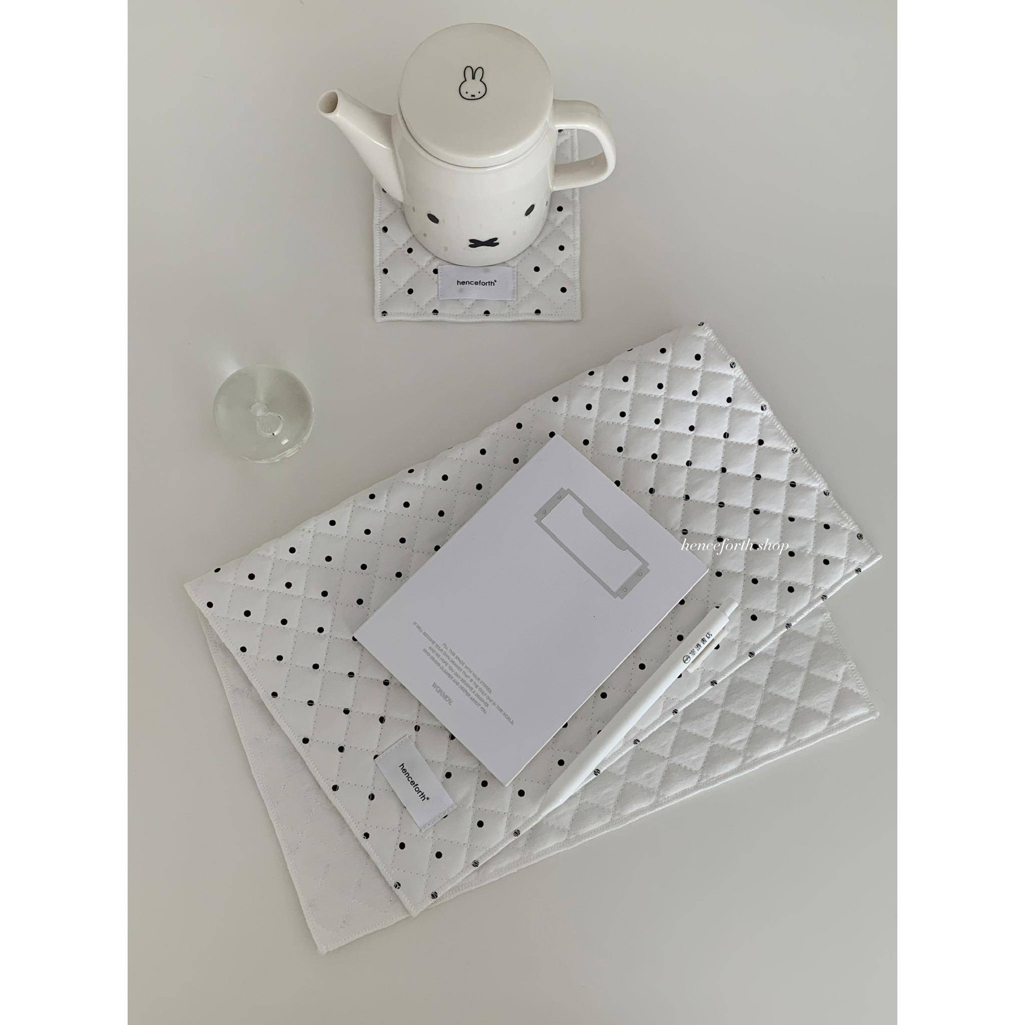 henceforth｛Dottie｝桌垫波点绗缝密拷餐垫杯垫桌面装饰韩系ins