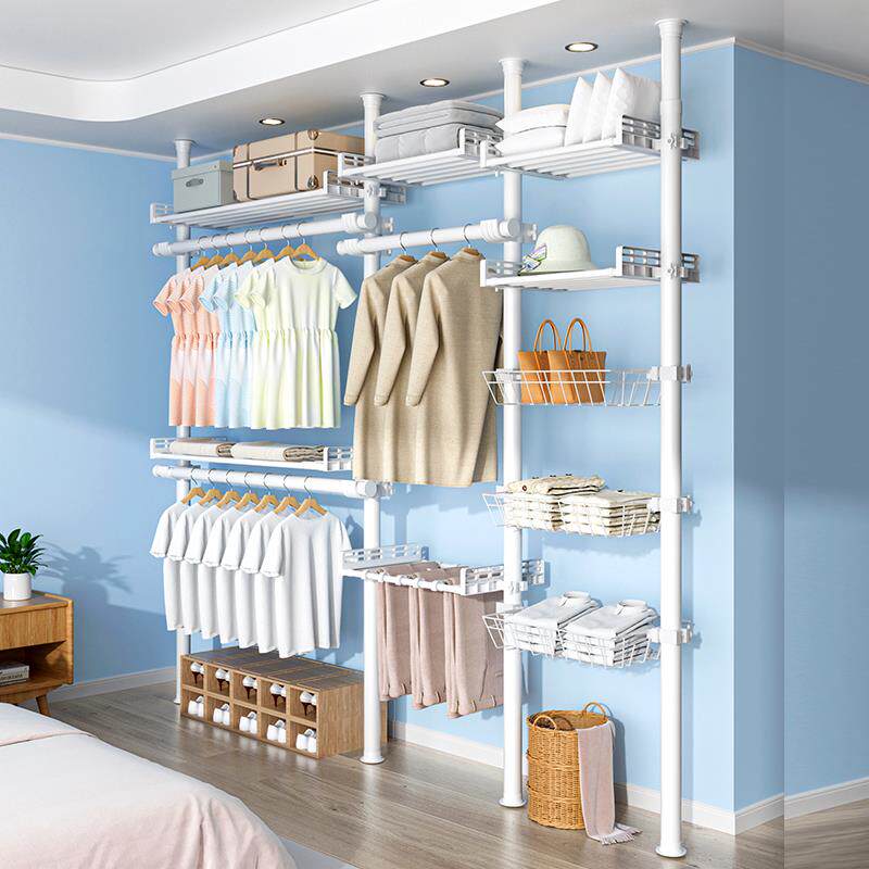 顶天立地置衣架卧室开放式落地金属衣柜简易组装挂衣架家用收纳
