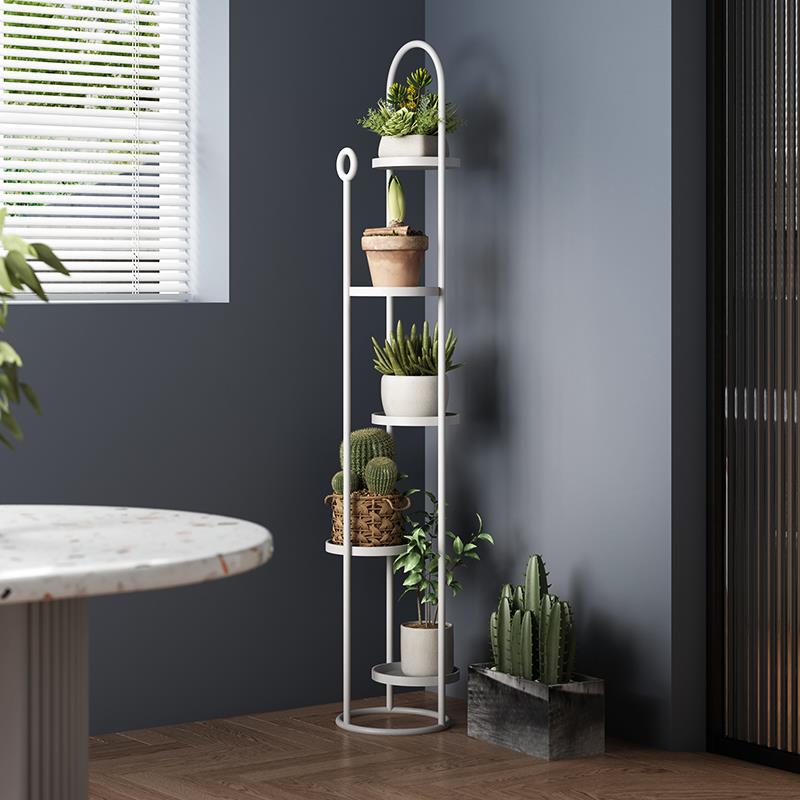 北欧多层铁艺花架室内客厅转角绿萝花架子阳台落地式花盆置物架