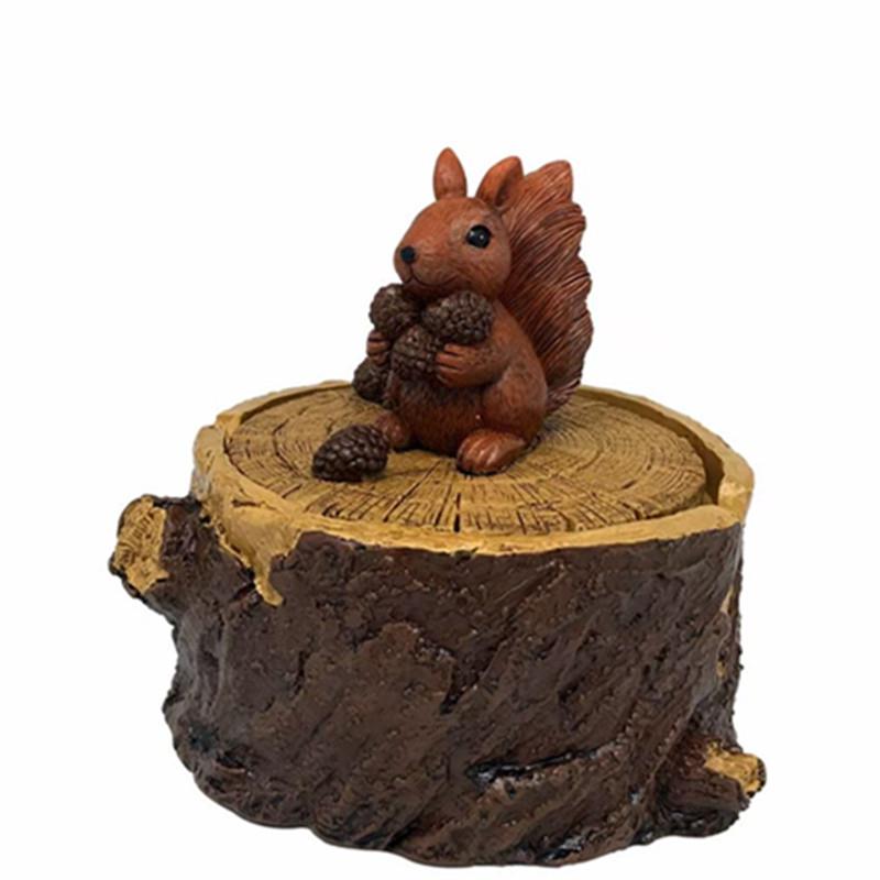卡通松鼠刺猬考拉猫头鹰动物烟灰缸脱皮树桩带盖家用摆件树脂