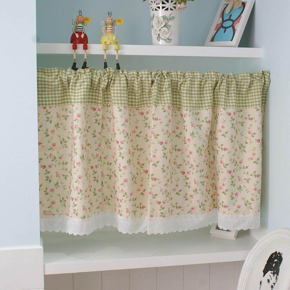 免打孔小窗帘韩式田园半截短帘村半帘门帘遮挡帘穿杆防尘布书柜帘,居家布艺,成品窗帘,淘宝优惠券,粉丝福利购,淘宝优惠卷