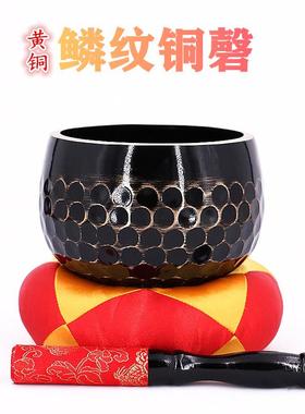 佛具台湾纯铜鱼鳞纹铜磬铜钵铜庆日式铜磬供佛磬佛堂摆件寺庙法器