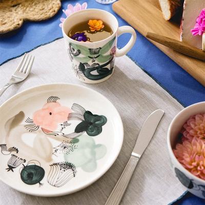 芬兰Arabia繁花之境多彩纹样图案系列米色绿色线条陶瓷碗盘马克杯