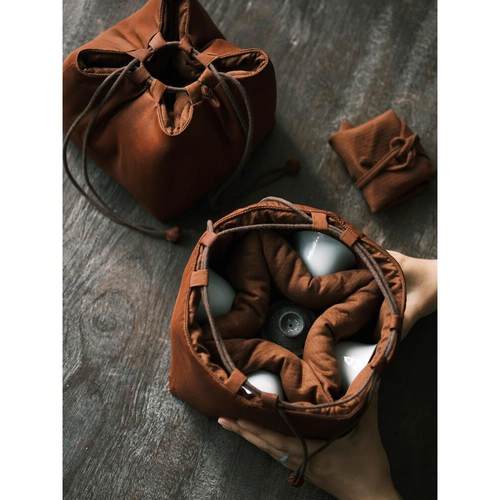 几席之上红云纱一壶四杯包袋茶壶茶事包便携式旅行茶杯茶具收纳包