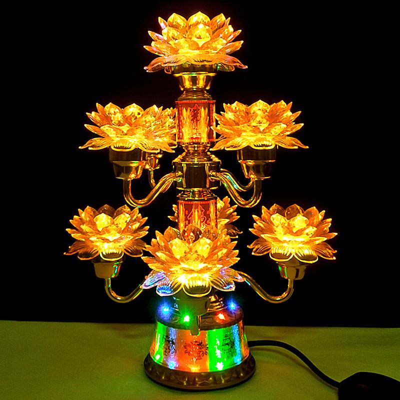 济缘佛灯led七彩水晶莲花灯佛供灯佛前供灯七品九品供灯长明灯