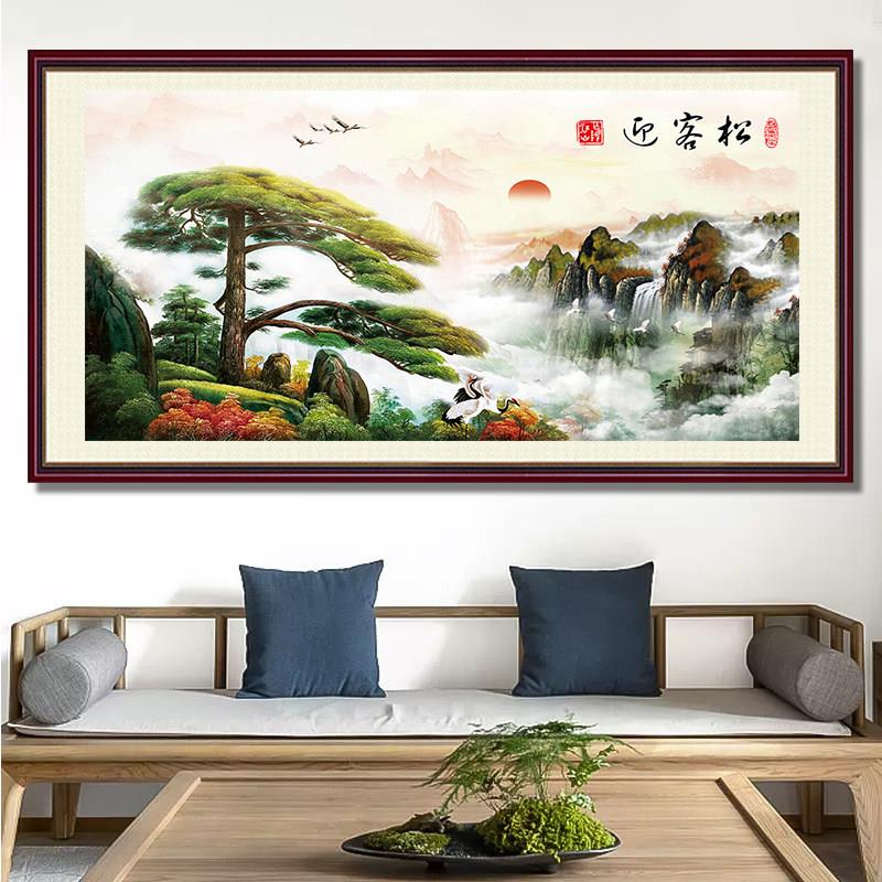 迎客松钻石画5d钻石贴画风景中国风2026新款客厅钻石十字绣满钻