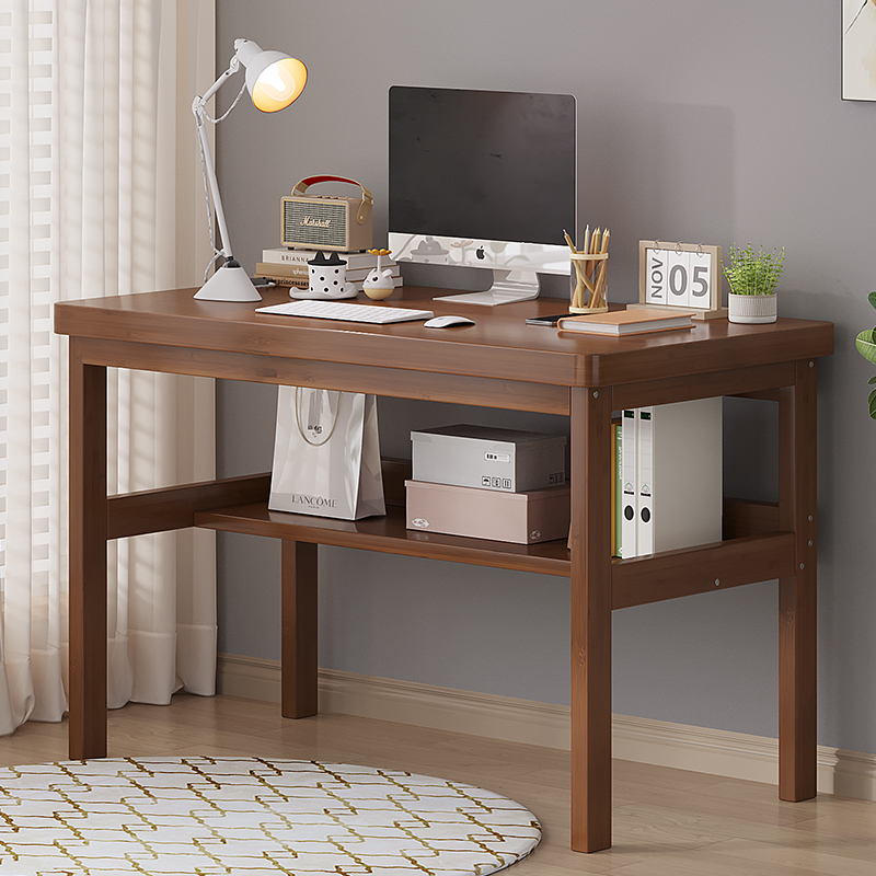 现代简约家用办公桌窄书桌电脑桌楠竹学习桌小户型床边桌写字桌子