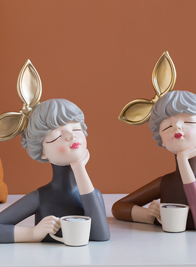 北欧轻奢风客厅泡l泡女孩摆件创意家居玄关室内电视柜装饰品摆设