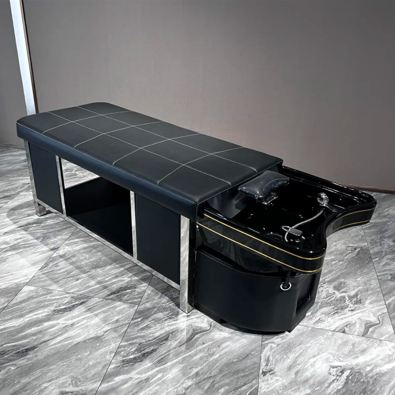 黑金陶瓷盆头疗洗头床 理发v店美发专用 不锈钢泰式按摩水循环熏