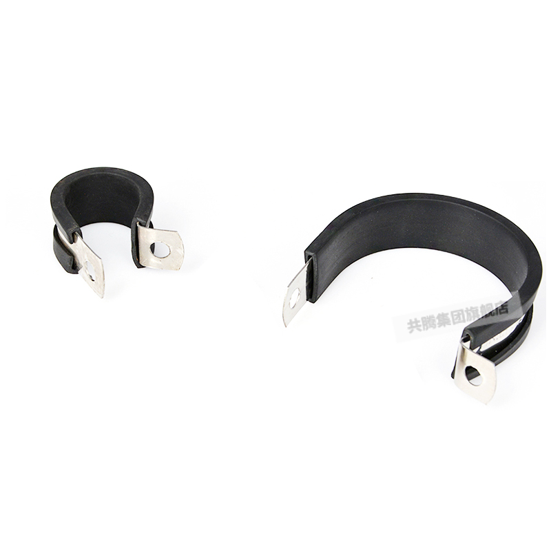 304喉锈钢连胶条电箍R型固定夹管夹电缆不线卡箍W橡胶减震抱箍