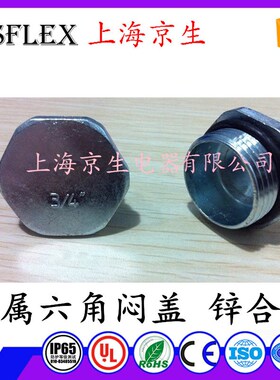 京生锌合金金属闷盖 六角型防水堵头4分 6分 1寸 1/2 3/4