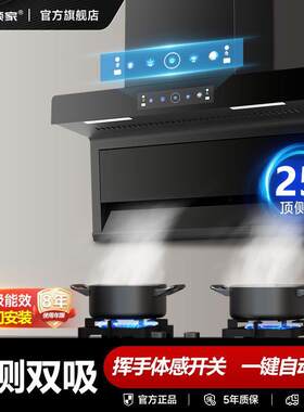 顾家大吸力顶侧双吸抽油烟机家用厨房三腔吸油烟机自清洗抽烟机