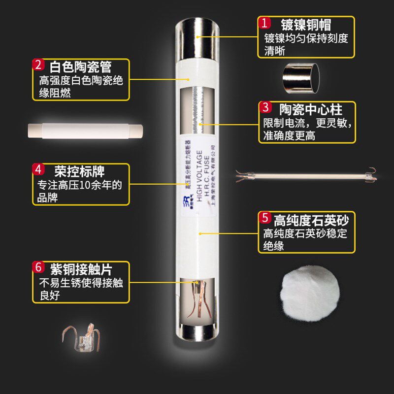 荣控XRNP1-12KV/0.5A-50KA高压限流熔断器整套含底板 瓷瓶 夹子