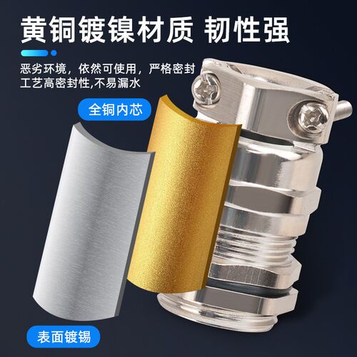 金属防水电缆接头M型夹紧锁头PG型葛格兰头金属双锁紧电缆固定接