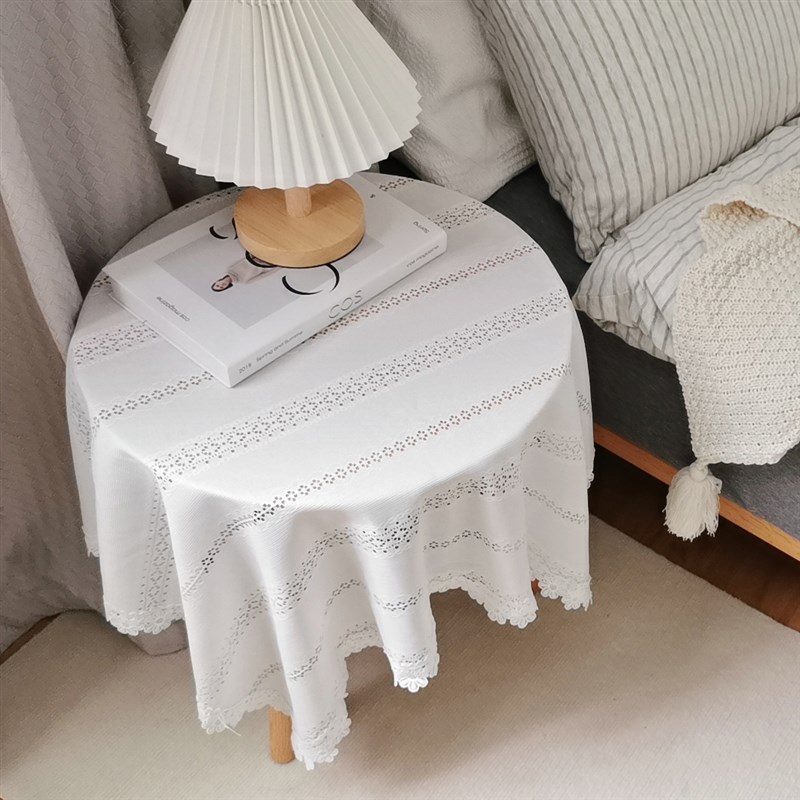 拾光高品质韩式白色蕾丝桌布餐桌布甜品太摄影背景茶几圆桌布盖巾