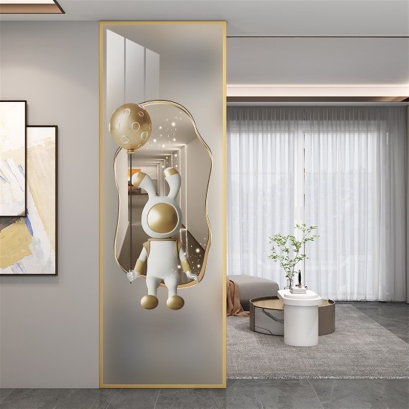 新款3D创意艺术玻璃客厅屏风隔断过道彩绘双面磨砂进门玄关柜定制