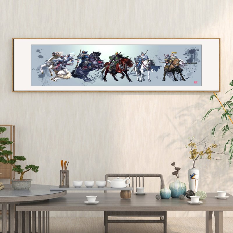 三国五虎上将图水墨画画像壁画常山赵子龙古风挂画饭店餐厅装饰画