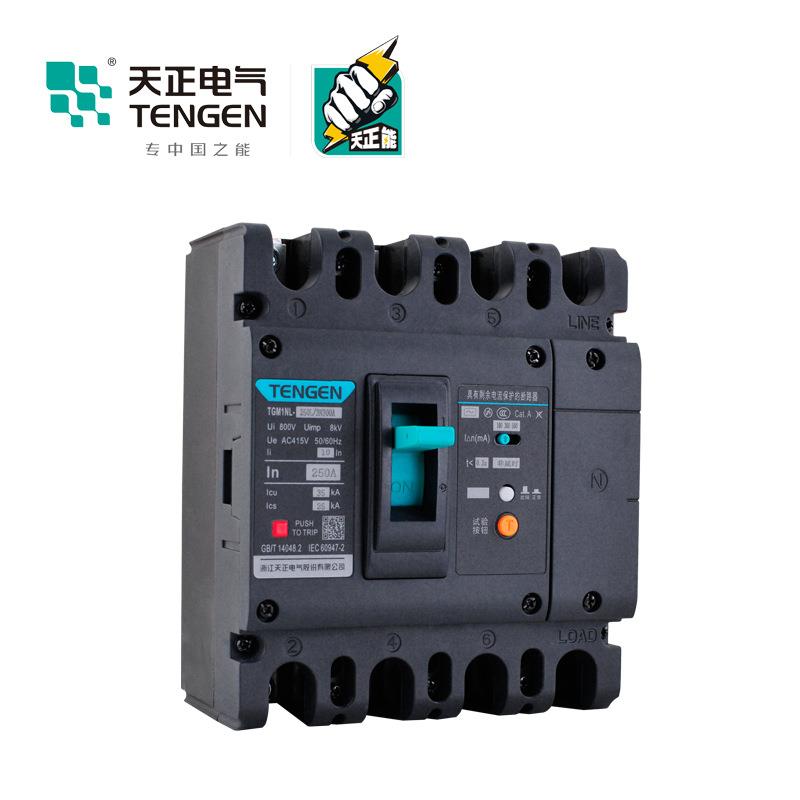 天正TGM1NL-250A塑壳漏电断路器三相四线漏电开关总闸250A