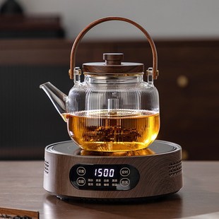 烧水壶蒸煮茶套装 电陶炉煮茶器2024新款 耐高温玻璃泡茶壶家用茶具