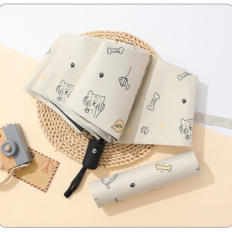 全自动三折叠logo定制卡通雨伞男女太阳防晒遮阳晴雨两用伞