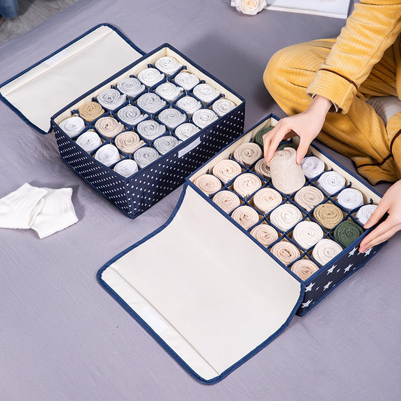 A6L24格大号内衣收纳盒有盖内裤袜子储物箱储物盒抽屉收纳箱