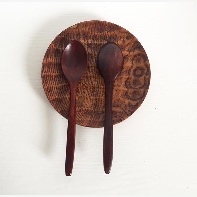 5支装日式木勺 18CM弯柄中长柄木勺子 儿童木汤勺木饭勺 木质餐具