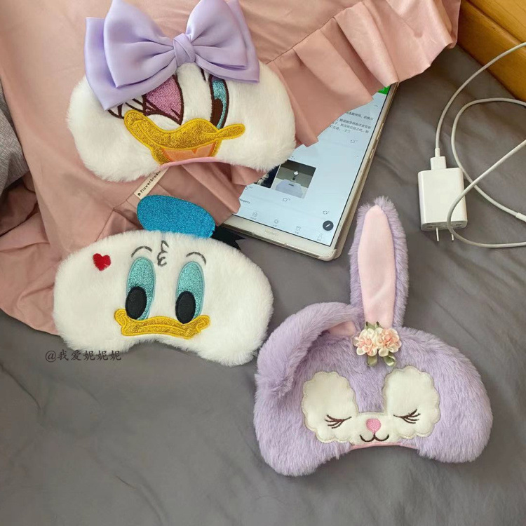 卡通可爱眼罩睡眠遮光眼罩女生毛绒眼罩直销可自配冰敷包午睡眼罩