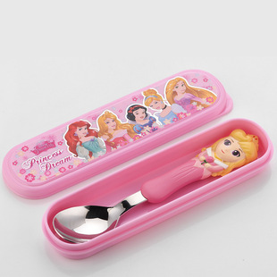 卡通图案宝宝餐具儿童勺子汤匙饭勺卡通冰雪奇缘不锈钢勺子带便捷