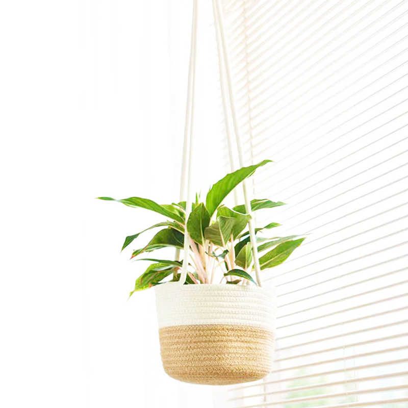 挂式收纳篮收纳筐挂式花盆壁挂式储物篮阳台花盆花篮客厅编织吊篮