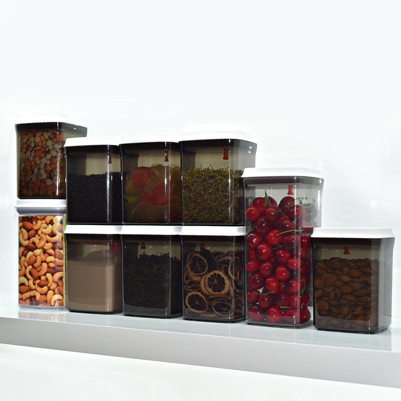 超强密封滴水不漏一键式正方形白色1500ml密封奶粉罐零售盒