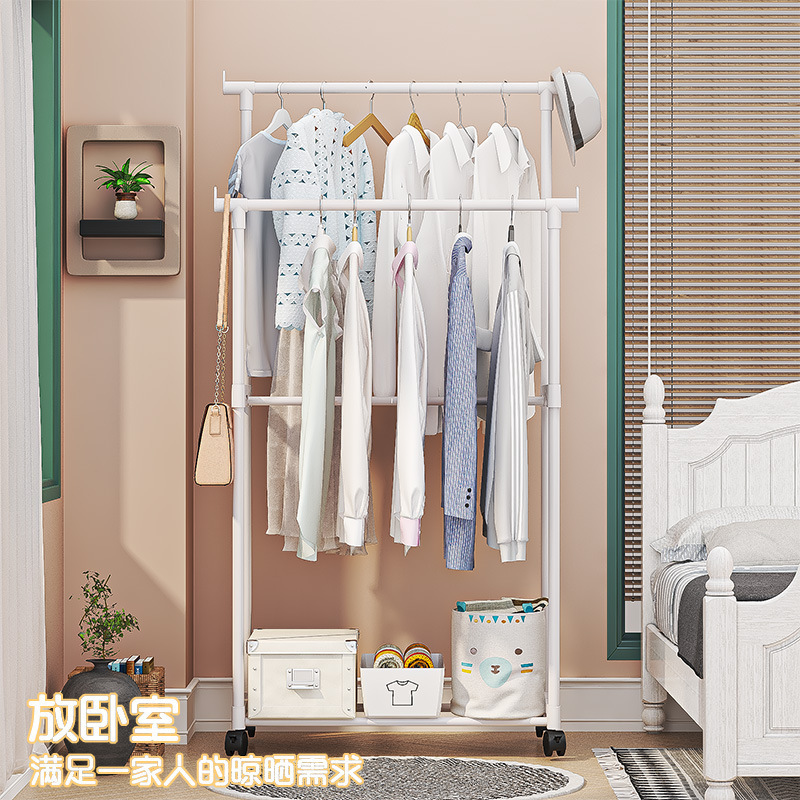 简易款可移动衣帽架阳台晾衣架落地收纳架鞋帽架移动式晾衣架