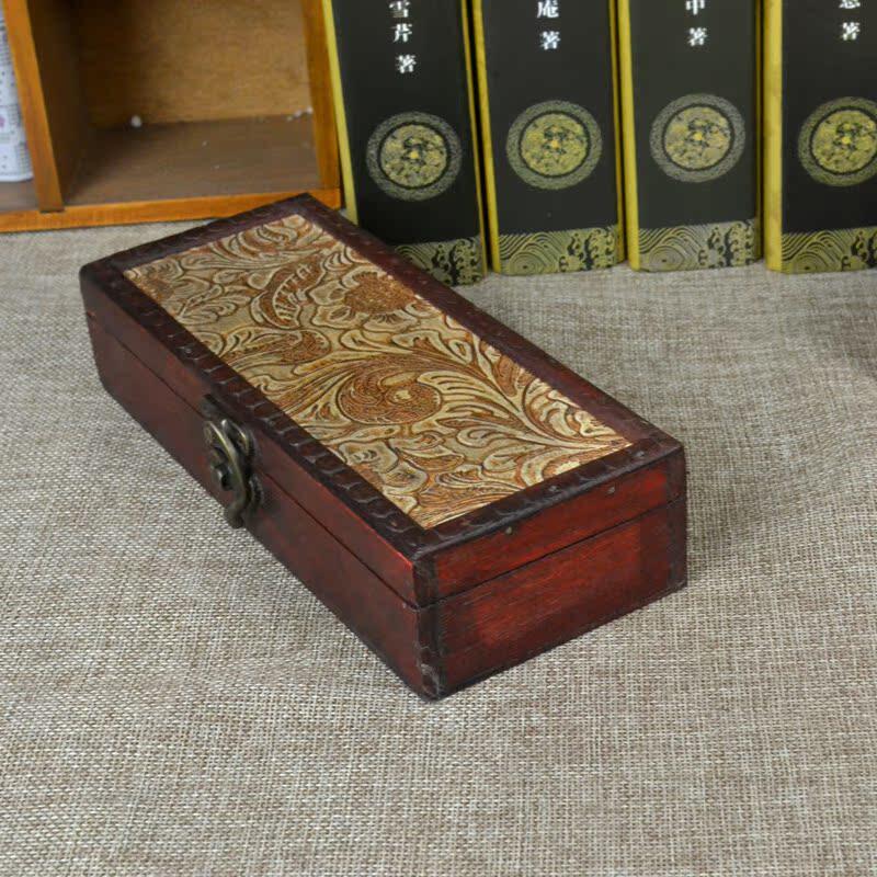 古笔盒小木盒复古桌面杂物盒木制耳机首饰办公用品收纳盒厂家
