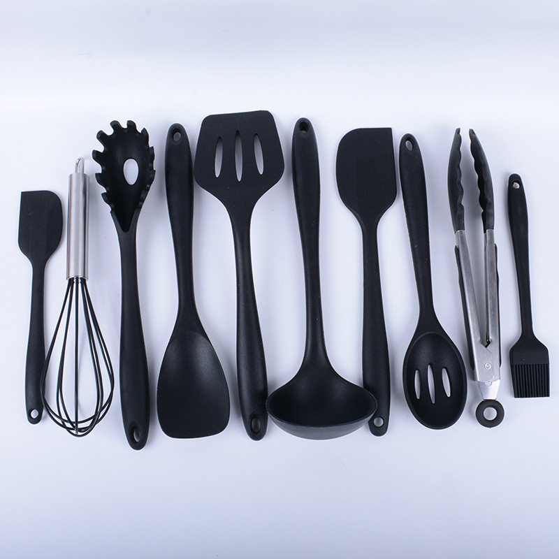 亚马逊热卖 不粘锅厨具套装 硅胶厨具10件套 厨房工具十件套