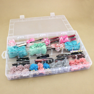 8格pp明料盒五金置皮圈渔整大号2透塑收纳首饰品盒珠橡具理储物盒