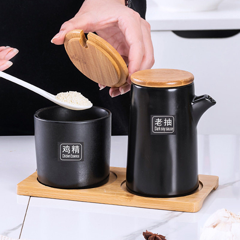 复古厨房用品黑色日式ins调料壶陶瓷酱油醋瓶油壶调味壶调料瓶子
