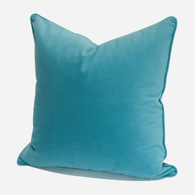 居家奢华湖蓝色双面毛绒沙发靠垫套酒店办公室床上纯色椅子抱枕套