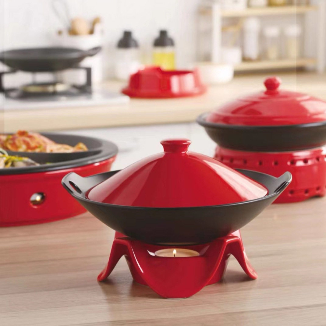 酒店陶瓷锅具固体液体酒精炉小火锅干锅家用饭店宿舍商用酒精锅仔