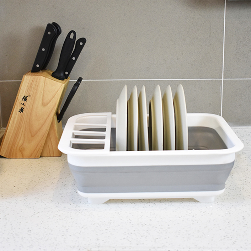厨房家居日用折叠塑料沥水篮厨房收纳碗碟架餐具盒置物架