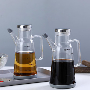 高硼硅玻璃油壶家用厨房用透明油瓶不锈钢盖酱油醋调味大厨房收纳