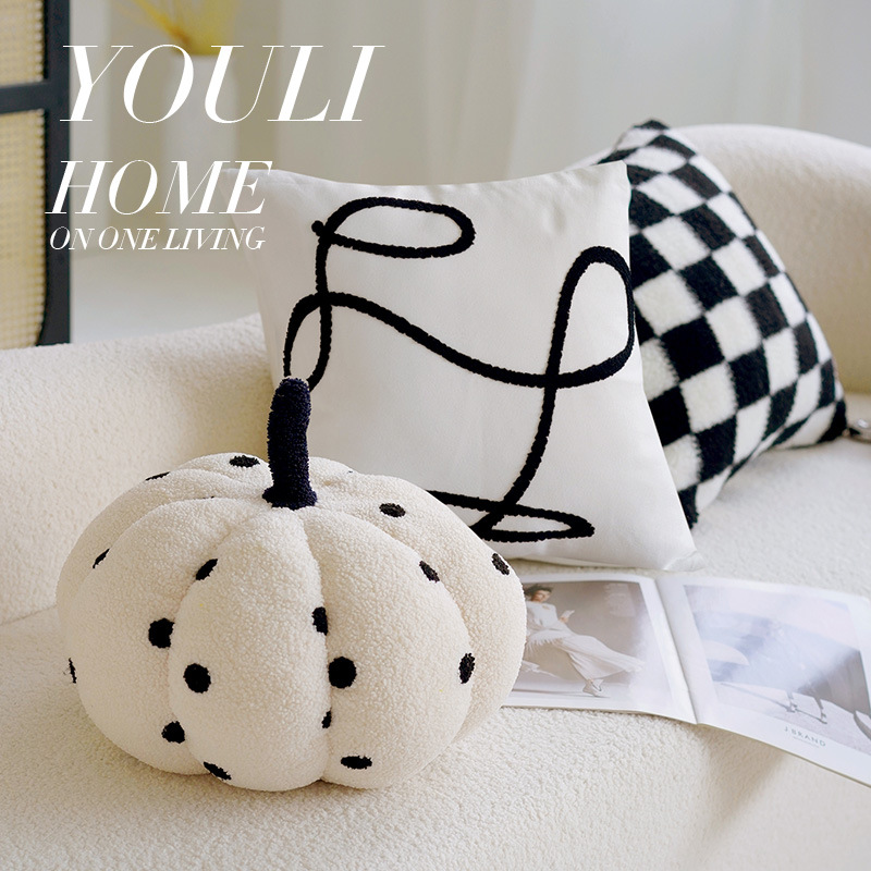 简约法式ins黑白北欧抱枕套客厅沙发靠枕名宿样板房床头靠垫含芯