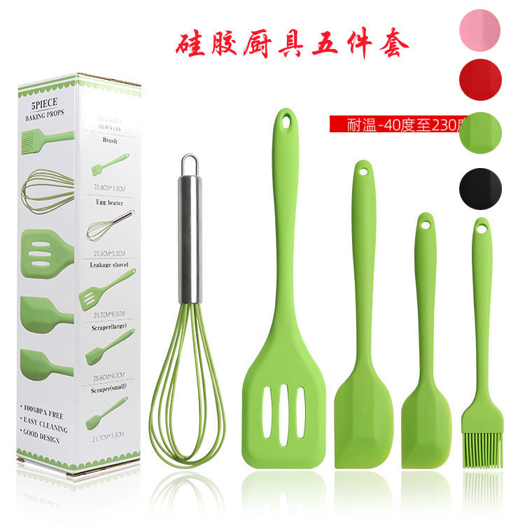 供应硅胶刮刀5件套厨具烘焙工具套装锅具锅铲烹饪勺铲套装