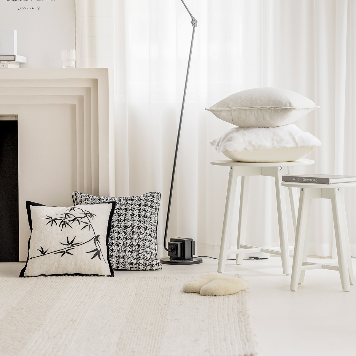 雪尼尔沙发抱枕套现代简约靠枕客厅样板间飘窗床头靠垫套靠包