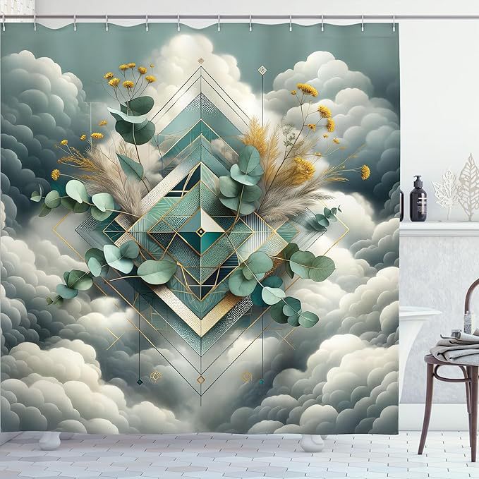 加厚亚马逊田园风格系列数码印花浴帘浴室防水防霉涤纶帘子