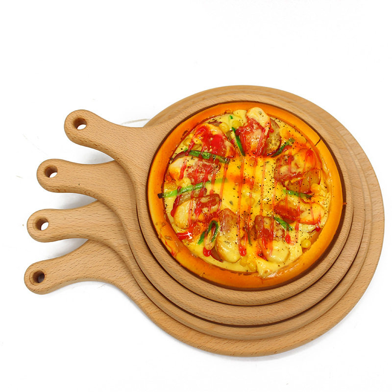 榉木7 8 9 10寸圆形披萨板pizza托盘西餐牛排蛋糕实木质披萨盘托