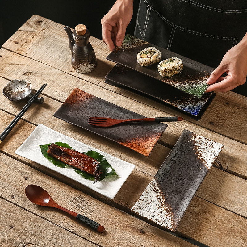 跨境日式餐盘商用料理刺身寿司烧肉烤肉扇形铁板烧盘烧鸟和风盘子